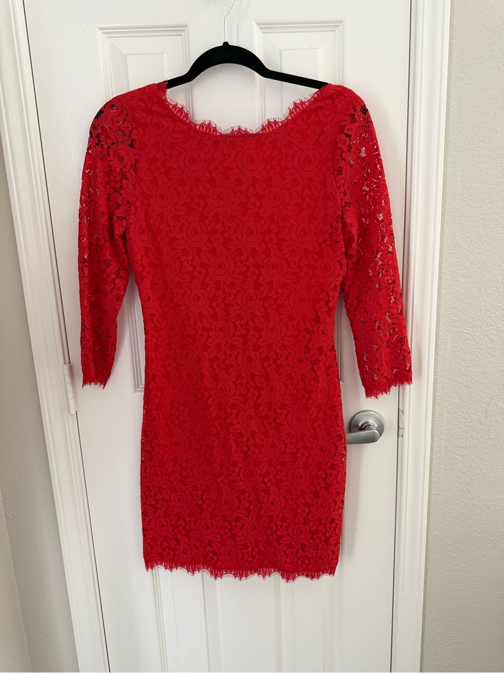 Diane Von Furstenberg Red Lace Sheath Dress